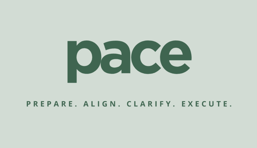 Pace Logo mit Unterschrift: Prepare. Align. Clarify. Execute